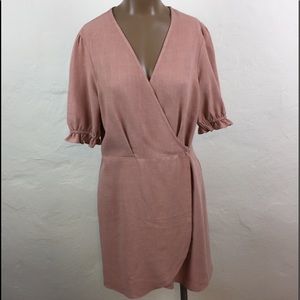 NOBODYS CHILD Peach LINEN Puff Sleeve WRAP BLOUSE